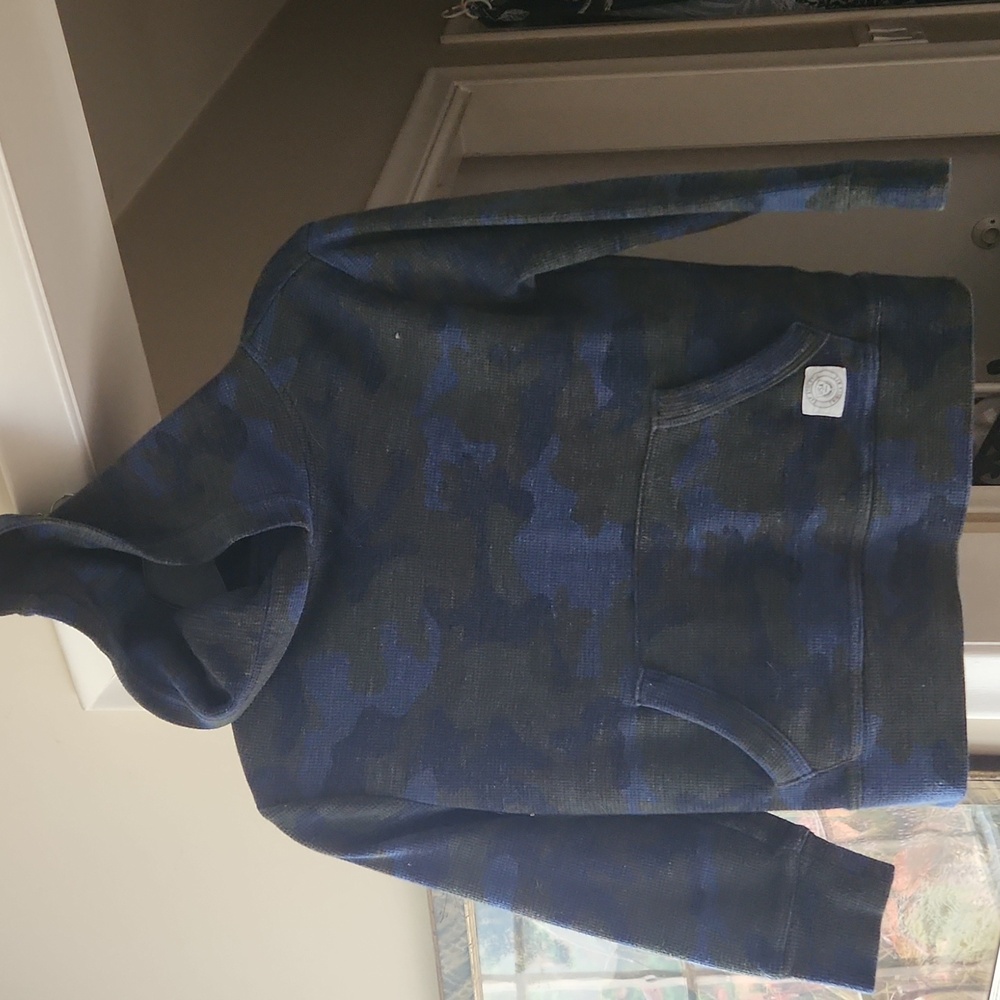 P1  Gap Hoodie Kids 2 shades of blue & Gray/Green Thermal texture